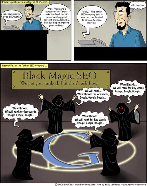 El mágico ritual negro sobre SEO, Humor