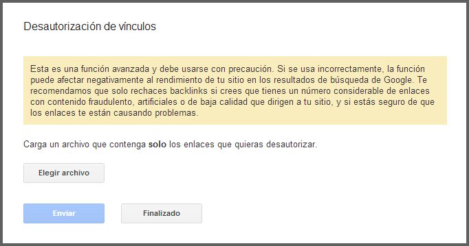 Desautorizar enlaces en Google