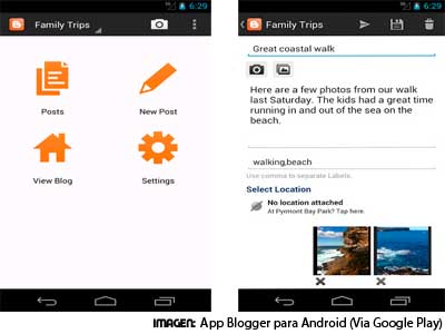 Aplicación móvil de Blogger para Android