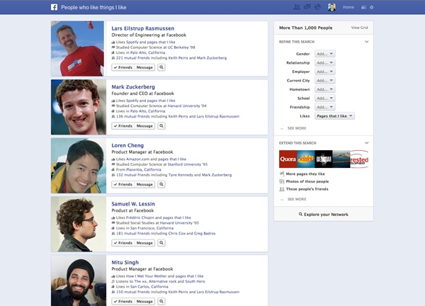 sistema de búsquedas de Facebook Graph Search.